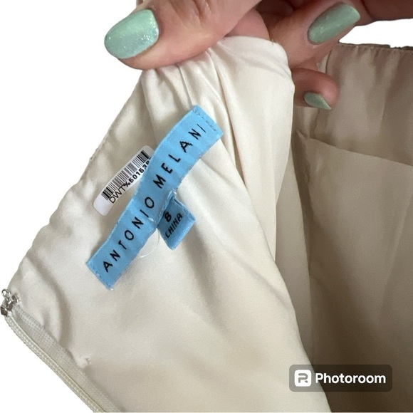 NWOT Antonio Melani pleated Tiffany oat/pool blue floral sundress - Picture 5 of 6